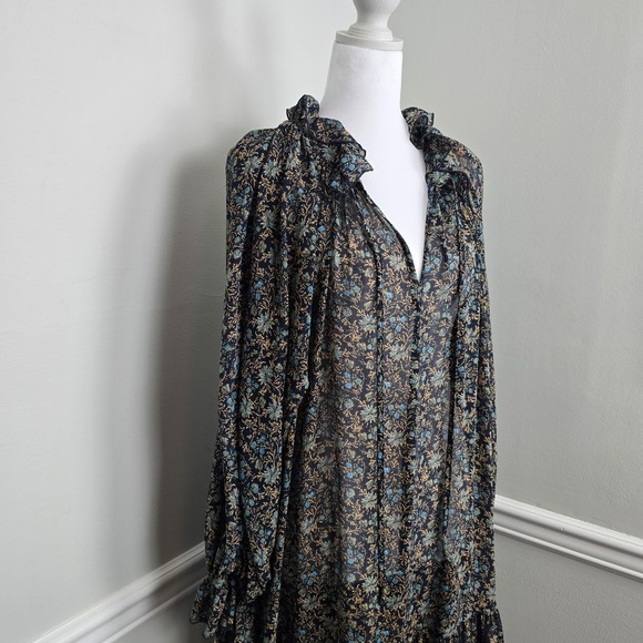 Free People Womens Coastal Vacation Feeling Groovy A-Line Floral Dress Sz M Boho - Picture 3 of 13